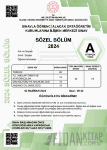 LGS Tıpkıbasım Sözel Bölüm A Kitapçık Türü