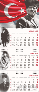 2026 Atatürk Gemici Duvar Takvimi - Ayyıldız