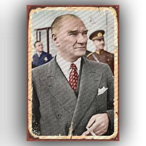 Atatürk (20 Cm X 30 Cm) Mini Retro Ahşap Poster