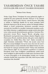 Tasarımdan Önce Tasarı Ontolojik Bir Sanat Tasarım Denemesi
