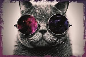 Gözlüklü Kedi (20 Cm X 30 Cm) Mini Retro Ahşap Poster