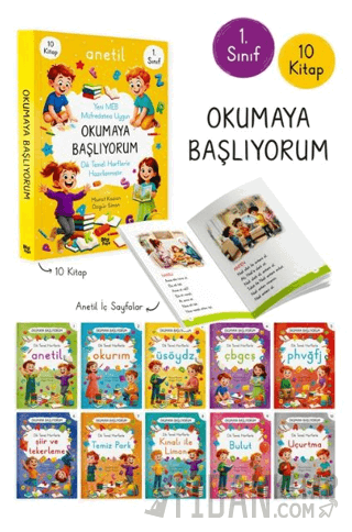 1. Sınıf Okumaya Başlıyorum ANETİL 10 Kitap Murat Kazan