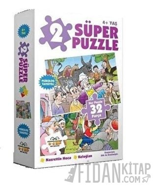 2 Süper Puzzle Nasrettin Hoca-Keloğlan 32 Parça Kolektif