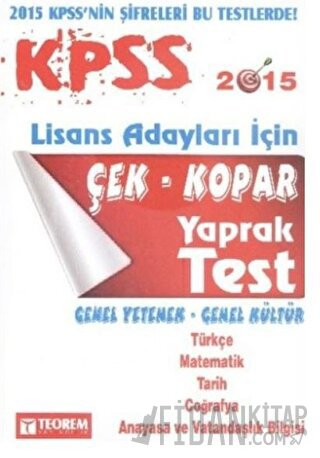 2015 KPSS Lisans Tam İsabet Çek Kopar Yaprak Test Komisyon