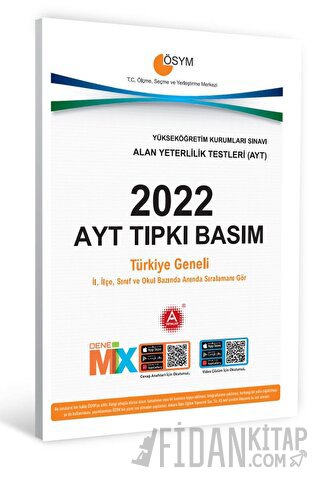 2022 AYT Tıpkı Basım Deneme Kitapçığı A Yayınları Kolektif