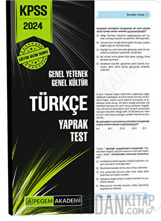 2024 KPSS Genel Yetenek Genel Kültür Türkçe Yaprak Test Kolektif