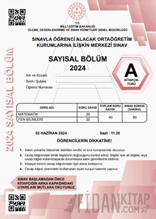 LGS Tıpkıbasım Sayısal Bölüm A Kitapçık Türü