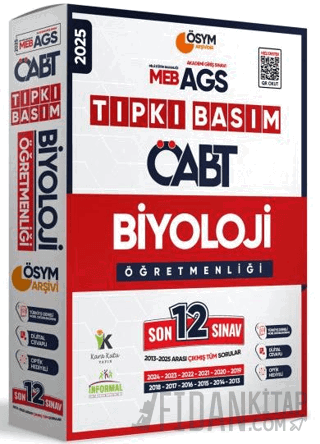 2025 MEB-AGS ÖABT Biyoloji Öğretmenliği ÖSYM Tıpkı Basım 12lİ Deneme Paketi Dijital Çözümlü