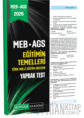 2026 MEB AGS Eğitimin Temelleri Türk Milli Eğitim Sistemi Yaprak Test 