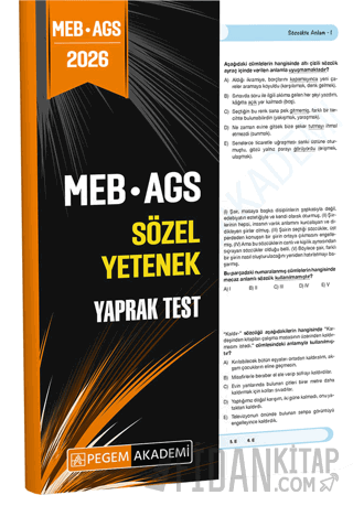 2026 MEB AGS Sözel Yetenek Yaprak Test Kolektif