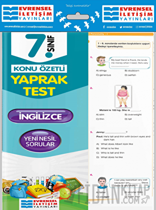 7. Sınıf İngilizce Konu Özetli Yaprak Test Evrensel İletişim Yayınları