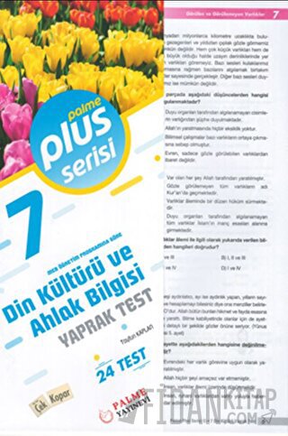 7. Sınıf Plus Serisi Din Kültürü ve Ahlak Bilgisi Yaprak Test