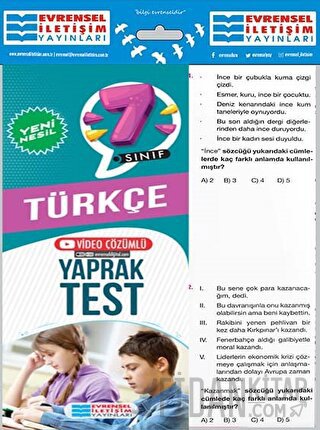 7. Sınıf Türkçe Video Çözümlü Yaprak Test Evrensel İletişim Yayınları 