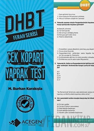 ACEGEN Yayınları DHBT Ferah Serisi Çek-Kopart Yaprak Test Kolektif