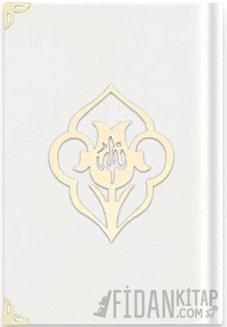 Büyük Cep Boy Kadife Kuran-ı Kerim (Beyaz, Güllü, Mühürlü) - A3 Beyaz (Ciltli)