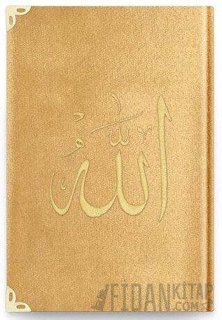 Çanta Boy Kadife Kur'an-ı Kerim (Altın, Nakışlı, Yaldızlı) - 1036 Gold (Ciltli)