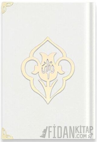 Çanta Boy Kadife Kuran-ı Kerim (Beyaz, Güllü, Mühürlü) - A3 Beyaz (Ciltli)