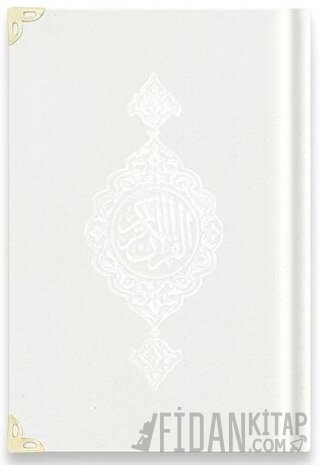 Çanta Boy Kadife Kur'an-ı Kerim (Beyaz, Yaldızlı, Mühürlü) - A3 Beyaz (Ciltli)