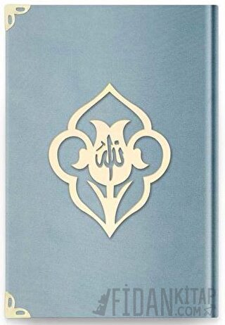 Çanta Boy Kadife Kuran-ı Kerim (Gökyüzü Mavi, Güllü, Mühürlü) - M1 Gökyüzü Mavi (Ciltli)