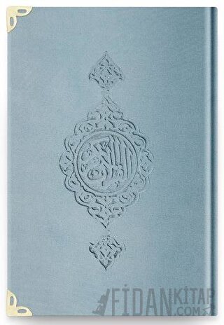 Çanta Boy Kadife Kur'an-ı Kerim (Mavi, Yaldızlı, Mühürlü) - M1 Gökyüzü Mavi (Ciltli)