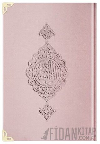 Çanta Boy Kadife Kur'an-ı Kerim (Pudra Pembe, Yaldızlı, Mühürlü) - E5 Pudra Pembe (Ciltli)