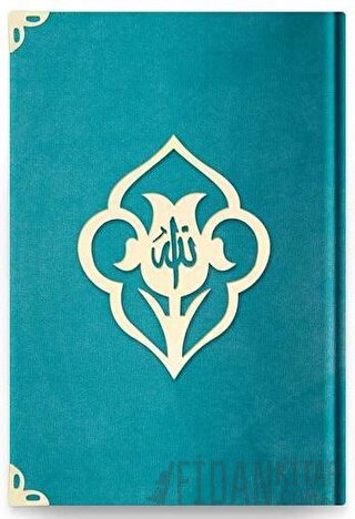 Çanta Boy Kadife Kuran-ı Kerim (Turkuaz, Güllü, Mühürlü) - 97 Turkuaz (Ciltli)