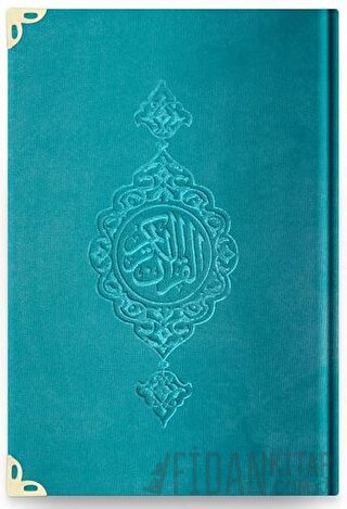 Çanta Boy Kadife Kur'an-ı Kerim (Turkuaz, Yaldızlı, Mühürlü) - 97 Turkuaz (Ciltli)