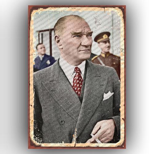 Atatürk (20 Cm X 30 Cm) Mini Retro Ahşap Poster