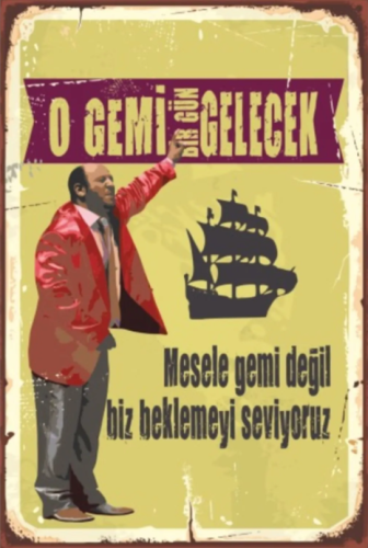 O Gemi Gelecek Leyla Ile Mecnun (20 Cm X 30 Cm) Mini Retro Ahşap Poste