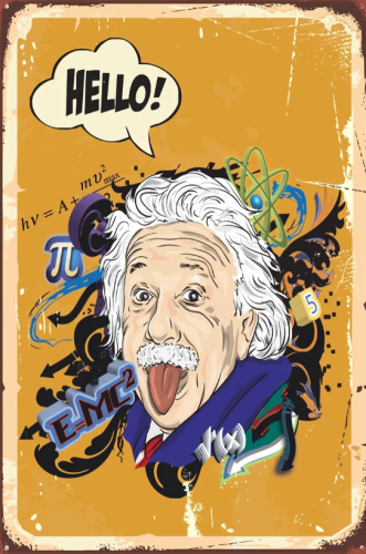Hello Einstein (20 Cm X 30 Cm) Mini Retro Ahşap Poster