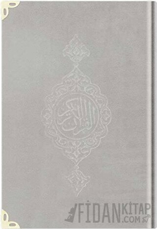 Hafız Boy Kadife Kur'an-ı Kerim (Açık Gri, Yaldızlı, Mühürlü) - 1005 Açık Gri (Ciltli)