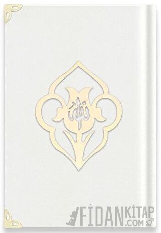 Hafız Boy Kadife Kuran-ı Kerim (Beyaz, Güllü, Mühürlü) - A3 Beyaz (Ciltli)