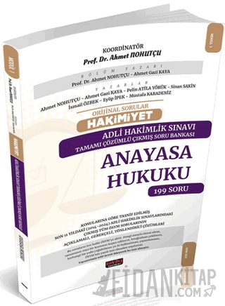 HAKİMİYET Adli Hakimlik Anayasa Hukuku Çıkmış Soru Bankası Ahmet Nohut
