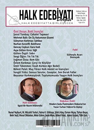 Halk Edebiyatı Dergisi Sayı: 55/56 Temmuz - Ekim 2023
