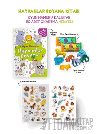 Hayvanlar Boyama Kitabı - Oyun Hamuru, Oyuncak ve Çıkartma Hediyeli