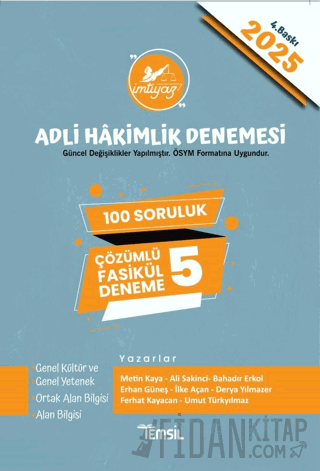 İmtiyaz Adli Hakimlik Sınavı Çözümlü 5 Deneme Kolektif