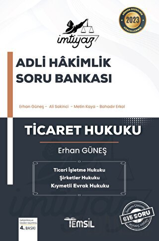 İmtiyaz Adli Hakimlik Soru Bankası Ticaret Hukuku