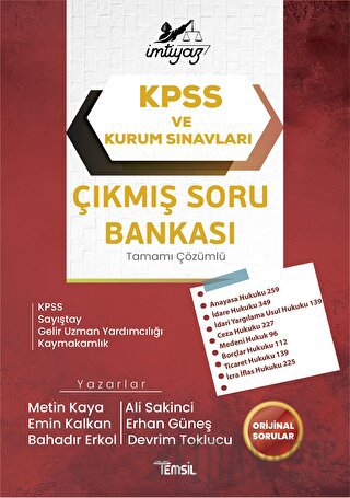 İmtiyaz KPSS ve Kurum Sınavları Çıkmış Soru Bankası Metin Kaya