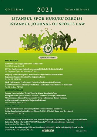 İstanbul Spor Hukuku Dergisi Cilt 3 Sayı: 1
