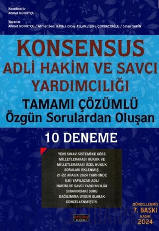 Konsensus Adli Hakim ve Savcı Yardımcılığı 10 Deneme Ahmet Nohutçu