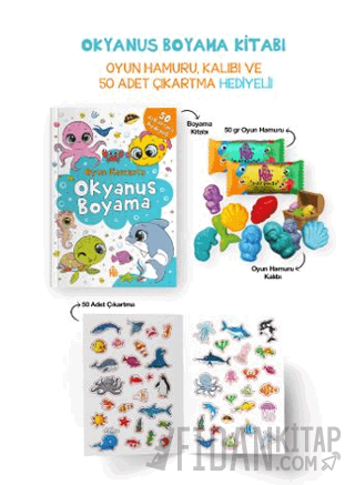Okyanus Boyama Kitabı - Oyun Hamuru, Oyuncak ve Çıkartma Hediyeli