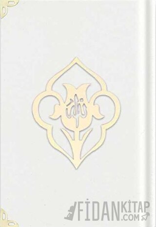 Orta Boy Kadife Kuran-ı Kerim (Beyaz, Güllü, Mühürlü) - A3 Beyaz (Ciltli)