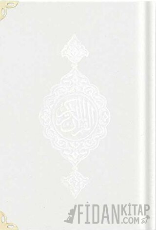 Orta Boy Kadife Kur'an-ı Kerim (Beyaz, Yaldızlı, Mühürlü) - A3 Beyaz (Ciltli)