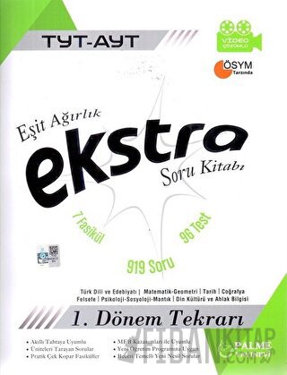 Palme YKS TYT AYT Eşit Ağırlık Ekstra Soru Kitabı 1. Dönem Tekrarı