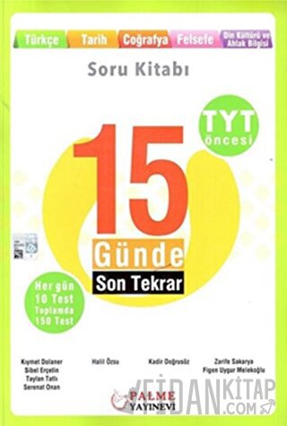 Palme YKS TYT Öncesi 15 Günde Son Tekrar Türkçe Tarih Coğrafya Felsefe Din