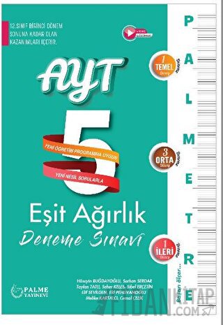 Palmetre AYT Eşit Ağırlık 5 Deneme Sınavı Palme Yayıncılık