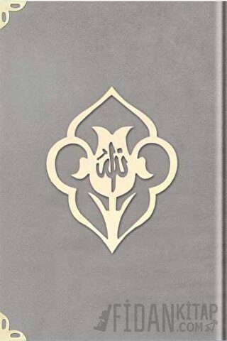 Rahle Boy Kadife Kuran-ı Kerim (Açık Gri, Güllü, Mühürlü) - 1005 Açık Gri (Ciltli)
