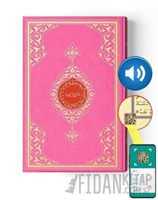 Rahle Boy Kur'an-ı Kerim (2 Renkli, Pembe, Mühürlü)