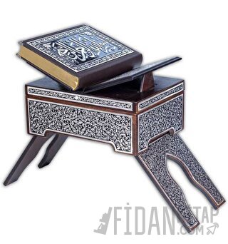 Rahleli Kanat Sandıklı Siyah Kaplama Gümüş Kur'an-ı Kerim (Orta Boy) (Ciltli)