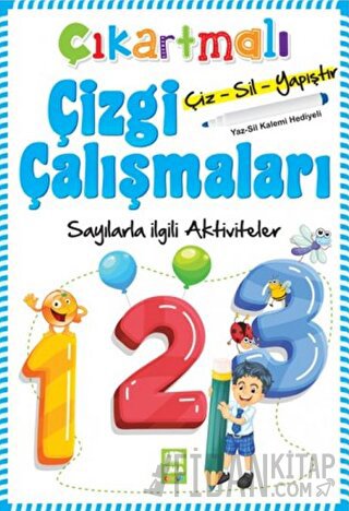 Sayılarla İlgili Aktiviteler - Çıkartmalı Çizgi Çalışmaları (Yaz-Sil Kalemi Hediyeli)